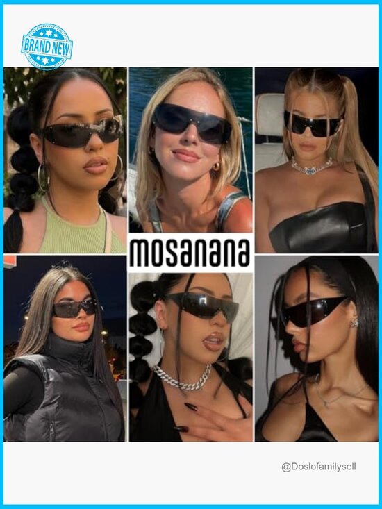 Y2K Retro Wrap Around Sunglasses Star Pattern UV Protection Rave Shades main image 6